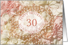 30th birthday for sister, pearls and petals card