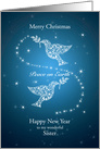 Sister, Doves of Peace Christmas card