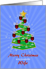 Wife, Wine Glasses Christmas tree card