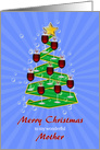 Mother, Wine Glasses Christmas tree card
