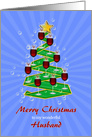 Husband, Wine Glasses Christmas tree card