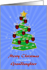 My Granddaughter, Wine Glasses Christmas tree card