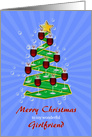 Girlfriend, Wine Glasses Christmas tree card