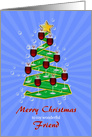 Friend, Wine Glasses Christmas tree card
