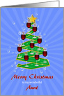 Aunt, Wine Glasses Christmas tree card