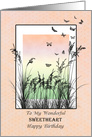 Sweetheart, Birthday, Grass and Butterflies card