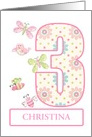 Add a Name,3rd Birthday with Bugs and Butterflies card
