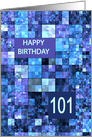 101st Birthday, Birthday, Blue Squares, card