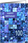 100th Birthday, Birthday, Blue Squares, card