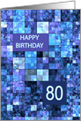 80th Birthday, Blue Squares, card