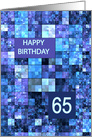 65th Birthday, Blue Squares, card