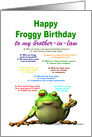 Brother-in-Law, Birthday, Frog Jokes card