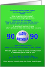90th Birthday, Golf Jokes card