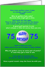 75th Birthday, Golf Jokes card