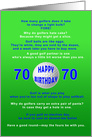 70th Birthday, Golf Jokes card