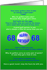 68th Birthday, Golf Jokes card