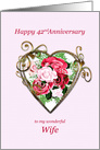 Wife 42nd Anniversary Antique Painted Roses card