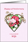 Wife 24th Anniversary Antique Painted Roses card