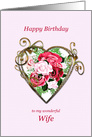 Wife Birthday Antique Painted Roses card