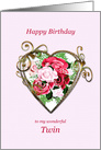 Twin Birthday Antique Painted Roses card