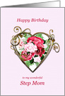 Step Mom Birthday Antique Painted Roses card