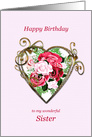 Sister Birthday Antique Painted Roses card