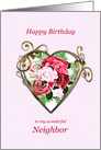 Neighbor Birthday Antique Painted Roses card