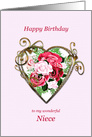 Niece Birthday Antique Painted Roses card