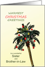 Sister and Brother-in-Law Warmest Christmas Greetings Palm Tree card