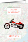 Step Son Birthday with Map and Motorbike card