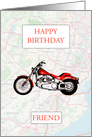 Friend Birthday with Map and Motorbike card