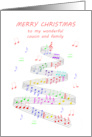 Cousin and Family Sheet Music with a Stave Christmas card