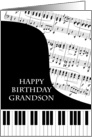 Grandson Piano and Music Birthday card