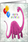 1st Birthday Dinosaur and Ballons card