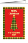Son Tartan Christmas Tree card
