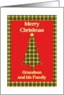 Grandson and his Family Tartan Christmas Tree card