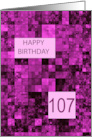 107th Birthday Pink Pattern card