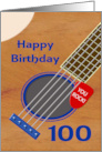 100th Birthday Guitar Player Plectrum Tucked into Strings card