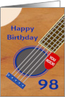 98th Birthday Guitar Player Plectrum Tucked into Strings card