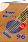 96th Birthday Guitar Player Plectrum Tucked into Strings card
