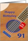 91st Birthday Guitar Player Plectrum Tucked into Strings card