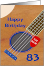 83rd Birthday Guitar Player Plectrum Tucked into Strings card