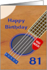81st Birthday Guitar Player Plectrum Tucked into Strings card