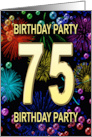 75th Birthday Party Invitation Fireworks and Bubbles card