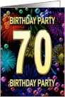 70th Birthday Party Invitation Fireworks and Bubbles card