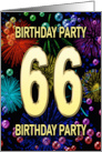 66th Birthday Party Invitation Fireworks and Bubbles card