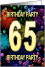 65th Birthday Party Invitation Fireworks and Bubbles card