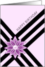 Flower Ornament Diagonal Black Line Design Birthday card