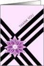 Flower Ornament Diagonal Black Line Design Thank You card