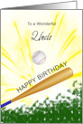 Uncle Birthday Baseball Bat Hitting a Ball card